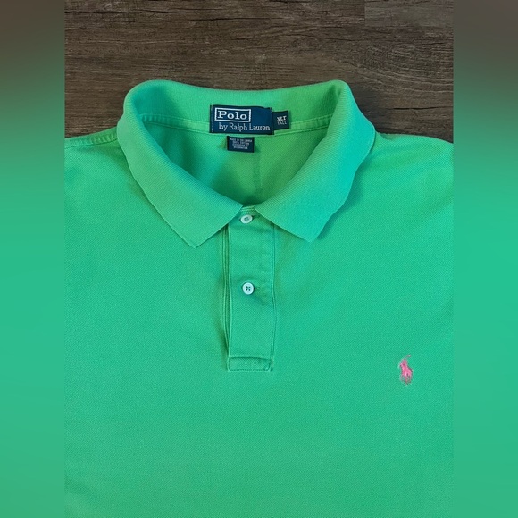 Polo Ralph Lauren Short Sleeve Knit Green Polo Mens XLT Big & Tall Vintage D24 - Picture 1 of 6